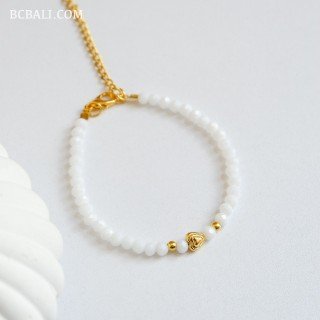 Crystal Beads Bracelet Love Charm Premium Handmade in Bali